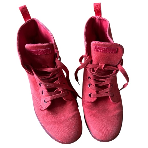 Gently Worn Dr. Martens Red Canvas Boots | Women’s Size 7 - Picture 1 of 8
